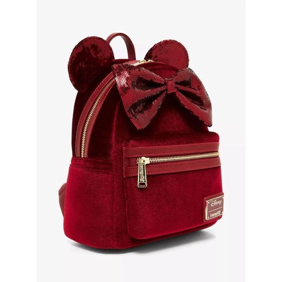 Loungefly Disney Minnie Mouse Velvet Sequined Ears Mini Backpack main image 4